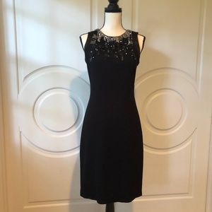 Halston Heritage Embellished Black Sheath Dress